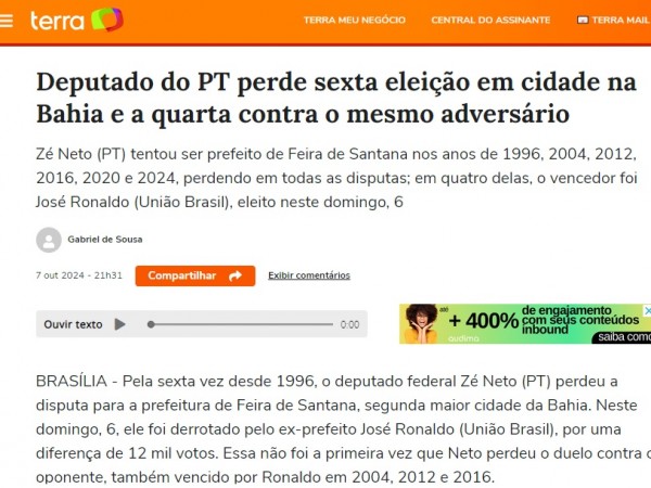 Sexta derrota de Zé Neto vira notícia nacional