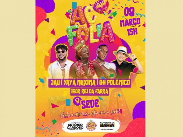 Carnaval de Antônio Cardoso começa nesta sexta (6) com programação para todas as idades