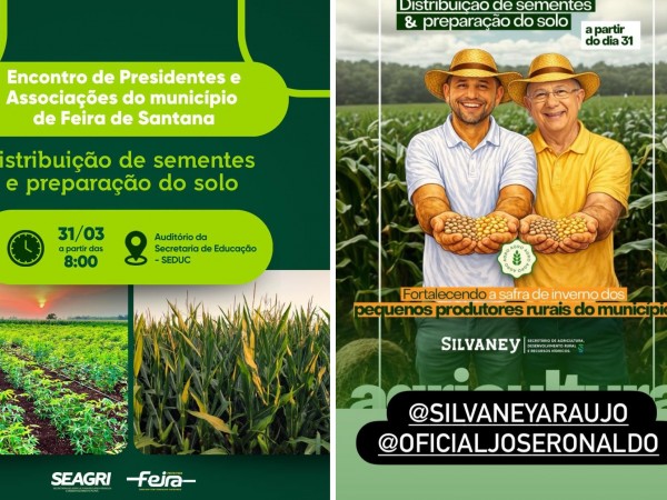 É hora de plantar: sementes começam a ser distribuídas na zona rural de Feira